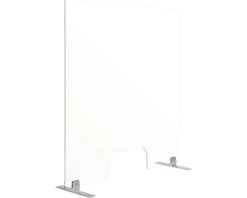 BI-OFFICE Hygiënisch Staand Baliespatscherm Glas 120x90 Cm