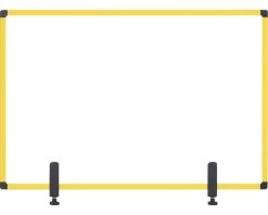 BI-OFFICE Hygiënische Scheidingswand Glas Voor Bevestiging Aan Tafel Geel 90x60 Cm