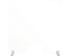 BI-OFFICE Hygiënisch Staand Baliespatscherm Glas Zilver 60x90 Cm