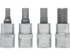 WGB Doppenset 1/4" Met Bitinzet, 4-delig