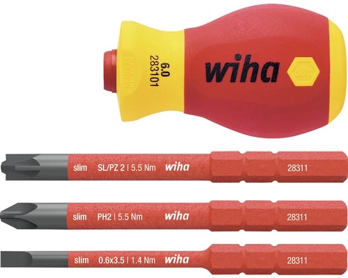 WIHA Schroevendraaier Stubby Electric SlimVario Met Bithouderset, 4-delig 3 WIHA Schroevendraaier Stubby Electric SlimVario Met Bithouderset, 4-delig