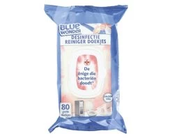 BLUE WONDER Desinfectie Reiniger Doekjes XL, 80 Stuks