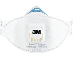 3M Fijnstofmasker Voor Handschuren En Power Tools Aura 9322 Met Ventiel, 2 Stuks