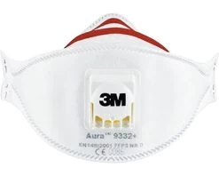 3M Fijnstofmasker Voor Isolatiemateriaal En Hardhout Aura 9332 Met Ventiel, 2 Stuks